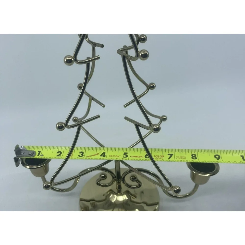 Christmas Tree‎ Holiday Candle Holder Brass Vintage 12